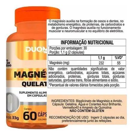 Imagem de Magnésio Quelato Bisglicinato Com 60 Capsulas Suplemento Alimentar - Duom