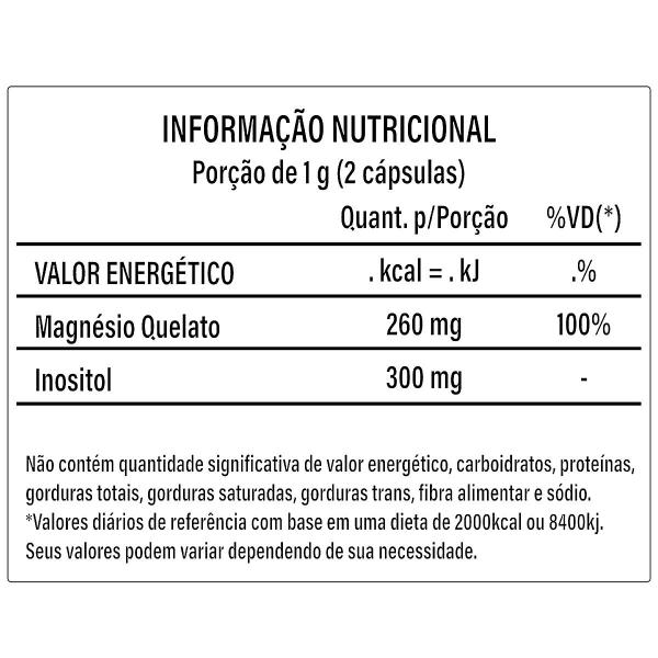 Imagem de Magnésio Quelato + Inositol Suplemento Natural 60 Cápsulas Concentrado Vitamina Mineral 100% Puro Encapsulados Premium