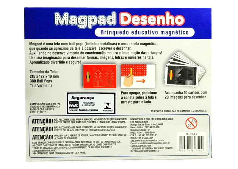 Imagem de MagPad Desenho Braskit Lousa Magnetica Placa com Caneta Coordenacao Motora Criatividade Brinquedo