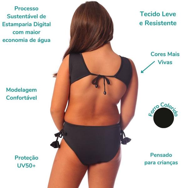 Maiô Infanto Juvenil Liso Preto Cecí Moda Praia Maiô Feminino