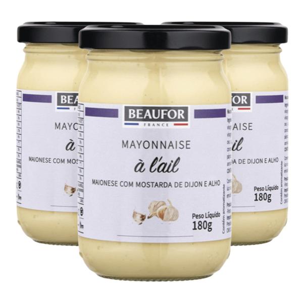 Imagem de Maionese Francesa BEAUFOR Mostarda Dijon Alho 180g (3 potes)