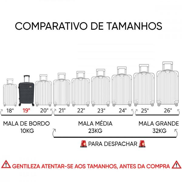 Imagem de Mala 19" De Viagem Bordo Rodinhas 360 E Medidas Anac Abs P