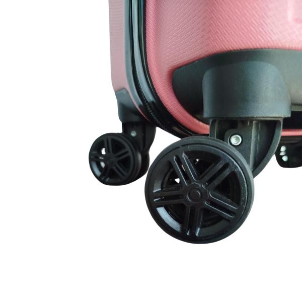 Imagem de Mala avião bordo 10kg abs resistente roda dupla 360 cadeado tsa com senha cor rosa com preto escudo