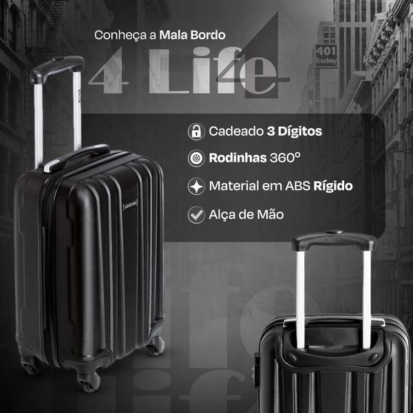 Imagem de Mala Bordo 10Kg 360 4 Life 4 - Preto Pp