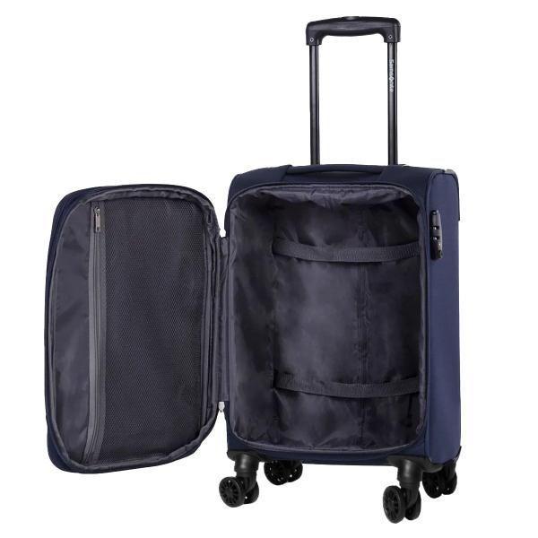 Imagem de Mala Bordo Pequena 10kg De Mão 55x35x25 Anac Rodinhas 360º Viagem Expansível Poliéster Azul Cadeado TSA Samsonite