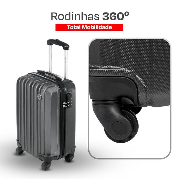 Imagem de Mala Bordo Pequena 18 Polegadas/10kg Rodas 360 Silenciosas, Cadeado Integrado, Abs Resistente Super Garantia Sestini 51x32x22cm / Incluso Organizador