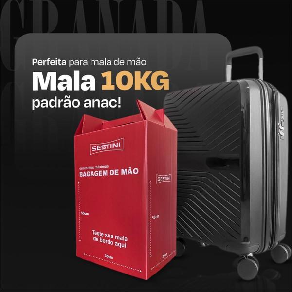 Imagem de Mala De Bordo 10Kg Luxcel Polipropileno Expansível + Kit