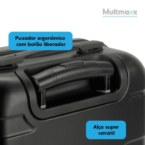 Imagem de Mala de Bordo Com Rodinhas Giro 360o em Material ABS 10kg com Senha Preta Multmaxx