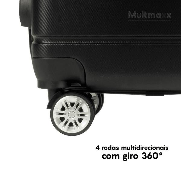 Imagem de Mala de Bordo Com Rodinhas Giro 360o em Material ABS 10kg com Senha Preta Multmaxx