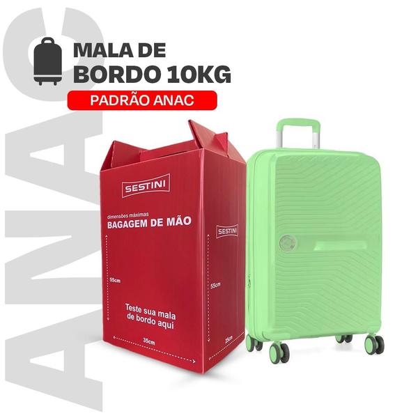 Imagem de Mala De Bordo Em Polipropileno Semi Rígido Super Resistente / Expansível, Rodas 360, Cadeado Integrado e Padrão ANAC / Incluso Kit Organizador