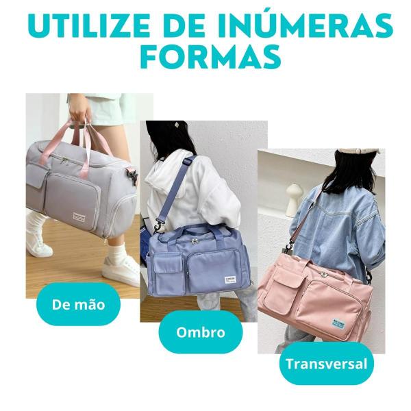 Imagem de Mala de Bordo Espaçosa Tecido Reforçado Semi Impermeavel Bolsos Grandes Com Forro Interno Alta Qualidade Lançamento Top