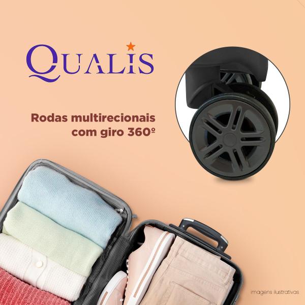 Imagem de Mala De Bordo Para Viagem 360 Padrão Anac 4 Rodinhas E Cadeado - Qualis