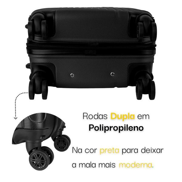 Imagem de Mala De Bordo Para Viagem Rodas Dupla 360 e Cadeado Acoplado Tam P 10kg