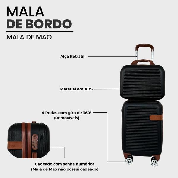 Imagem de Mala De Bordo Premium 10kg Com Frasqueira Cores 360 Graus