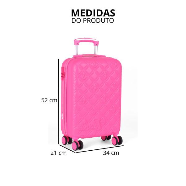 Imagem de Mala de Bordo Viagem Barbie Cor Pink Com Rodas 360 - Luxcel