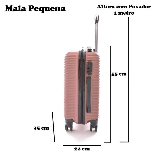 Imagem de Mala de Bordo Viagem Pequena ABS - (55 x 35 x 22cm) C/ 4 Rodinhas 360º - (Regulamentação ANAC)