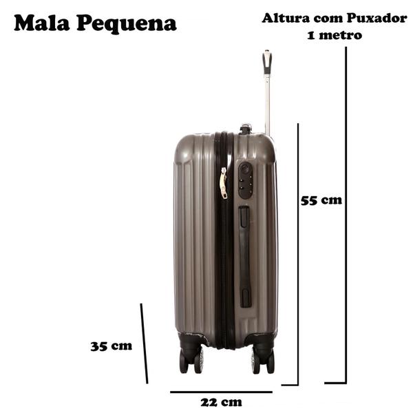 Imagem de Mala de Bordo Viagem Pequena ABS - (55 x 35 x 22cm) C/ 4 Rodinhas 360º - (Regulamentação ANAC)