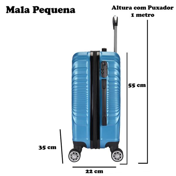 Imagem de Mala de Bordo Viagem Pequena ABS - (55 x 35 x 22cm) C/ 4 Rodinhas 360º (Regulamentação ANAC) 