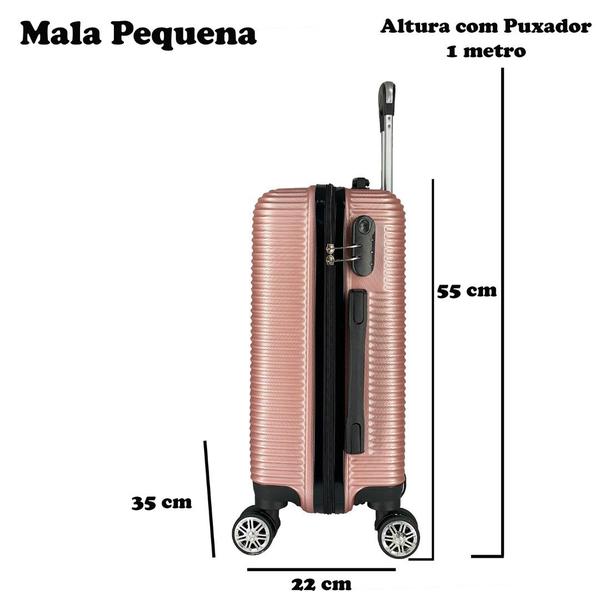 Imagem de Mala de Bordo Viagem Pequena ABS Ac32 C/ 4 Rodinhas 360º - (Regulamentação ANAC) (55 x 35 x 22cm)