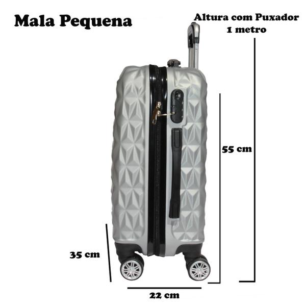 Imagem de Mala de Bordo Viagem Pequena ABS Ac74 C/ 4 Rodinhas 360º - (Regulamentação ANAC) (55 x 35 x 22cm) 