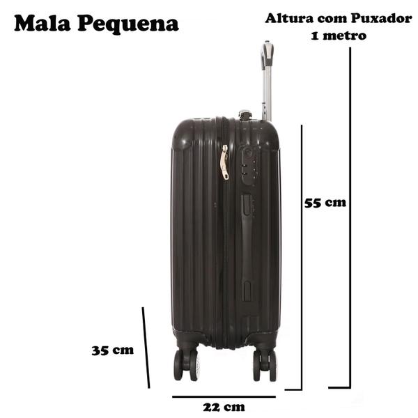 Imagem de Mala de Bordo Viagem Pequena ABS + PC - (55 x 35 x 22cm) C/ 4 Rodinhas 360º - (Regulamentação ANAC) Chumbo