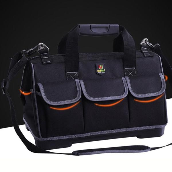 Mala de ferramentas reforçada com fundo emborrachado e 14 bolsos para pedreiro - Tempo Real Imagem de Mala de ferramentas reforçada com fundo emborrachado e 14 bolsos para pedreiro