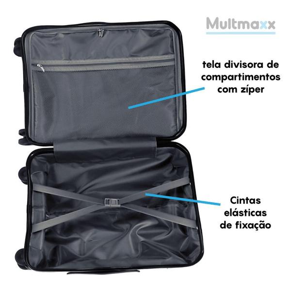 Imagem de Mala de Viagem 10Kg Material PP Rígida e Leve Rodinhas 360 com Fechadura e Senha Azul Multmaxx