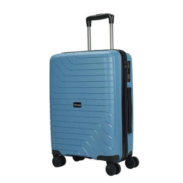 Imagem de Mala de Viagem Bordo 10Kg Material Polipropileno Leve e Rígida Rodas 360º Azul com Senha Multmaxx