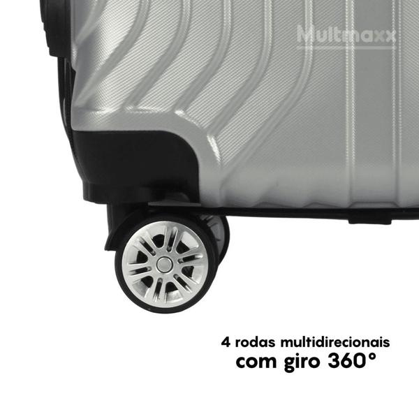 Imagem de Mala De Viagem Bordo 10KG Multmaxx 100% ABS Com Rodinhas 360 e Fechadura Com Senha Prata