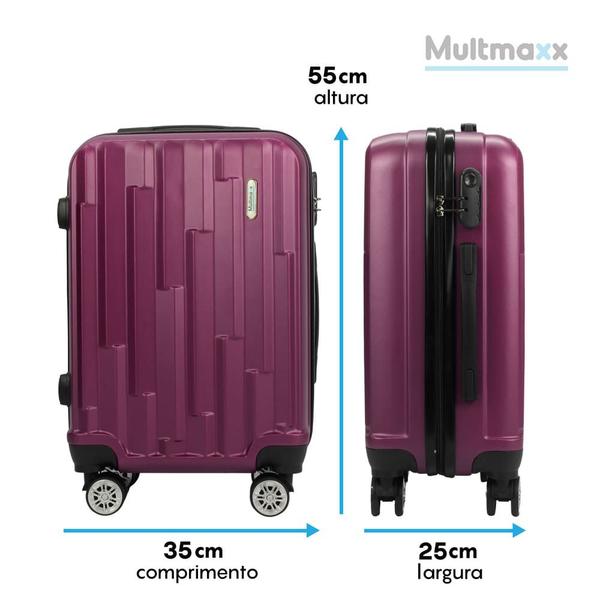 Imagem de Mala De Viagem Bordo 10KG Multmaxx 100% ABS Com Rodinhas 360º e Fechadura Com Senha Roxa