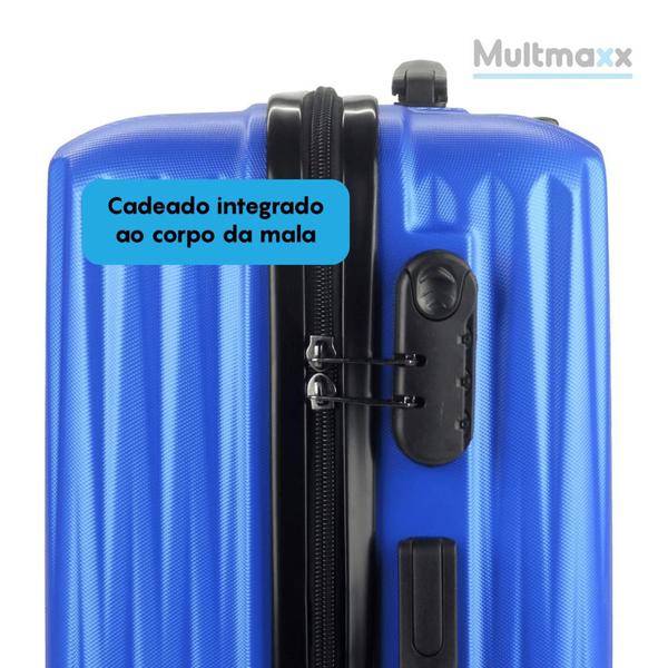 Imagem de Mala De Viagem Bordo 10KG Multmaxx ABS Rígida Com Rodinhas 360 e Fechadura Com Senha Azul