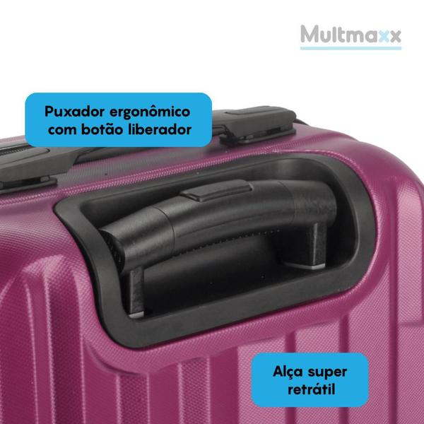 Imagem de Mala De Viagem Bordo 10KG Multmaxx ABS Rígida Com Rodinhas 360º e Fechadura Com Senha Roxa