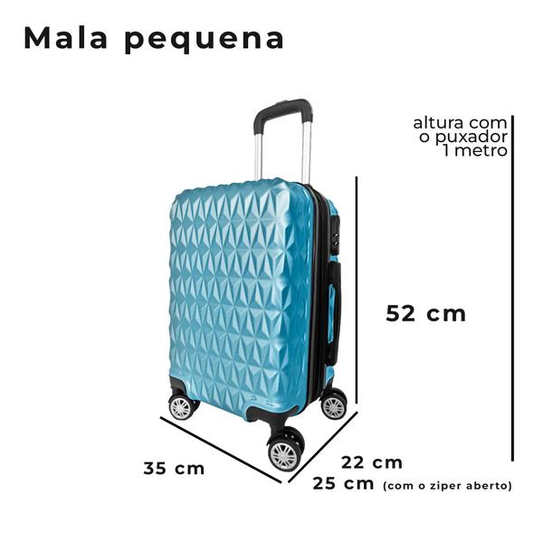 Imagem de Mala de Viagem Bordo 10kg PP C/ Zíper Expansível Padrão ANAC