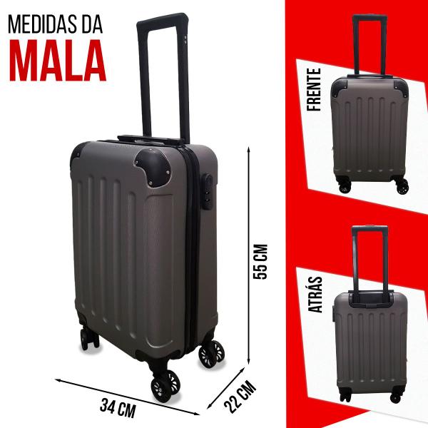 Imagem de Mala de Viagem Bordo Aprovada Anac P/ 10kg Pequena De Mão Rígida Impermeável Resistente Anti Furto 360 Bagagem Cabine