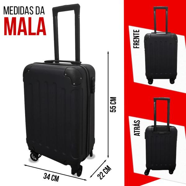 Imagem de Mala de Viagem Bordo Aprovada Anac P/ 10kg Pequena De Mão Rígida Impermeável Resistente Anti Furto 360 Bagagem Cabine