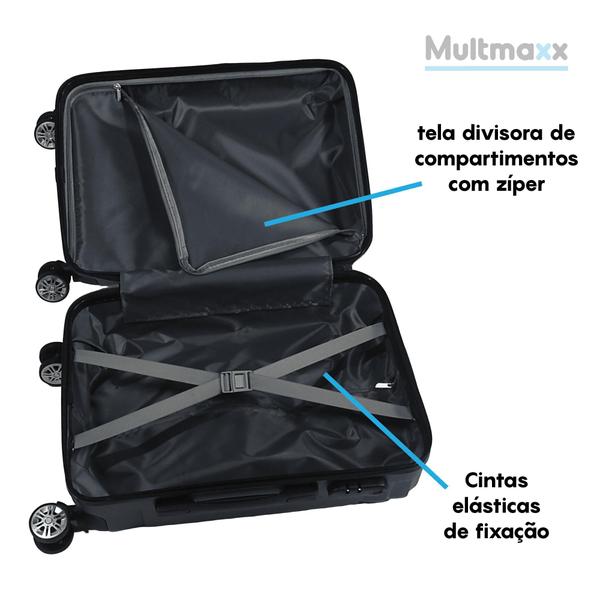 Imagem de Mala de Viagem Bordo Até 10kg Multmaxx Rígida ABS Rodinhas 360 Com Cadeado e Senha