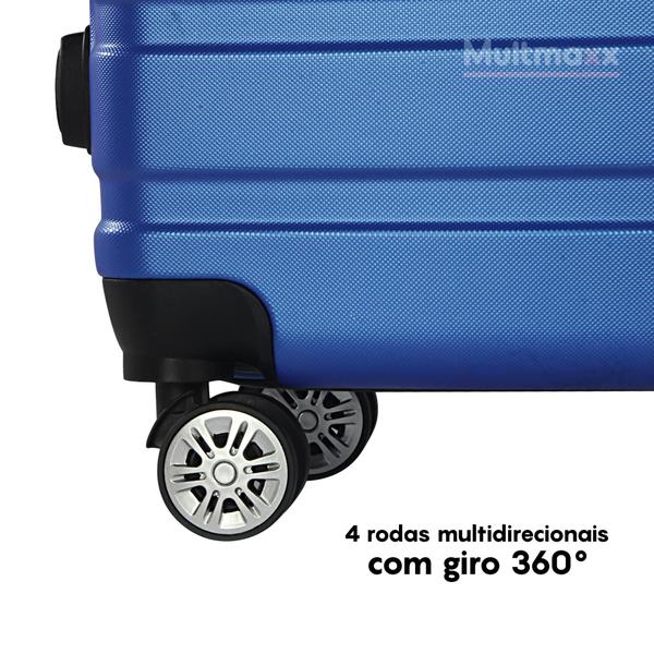 Imagem de Mala de Viagem Bordo Até 10Kg Multmaxx Rígida ABS Rodinhas 360º Com Cadeado e Senha Azul