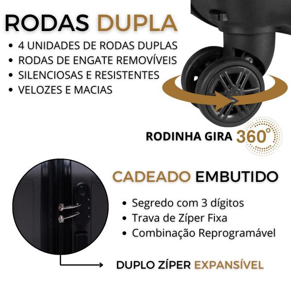 Imagem de Mala de Viagem de Bordo Expansível Fibra Rígida Rodas 360º