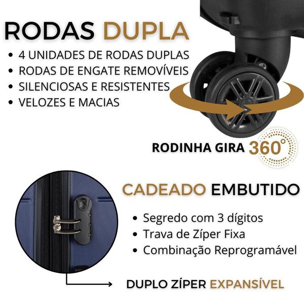 Imagem de Mala de Viagem de Bordo Expansível Fibra Rígida  Rodas 360º