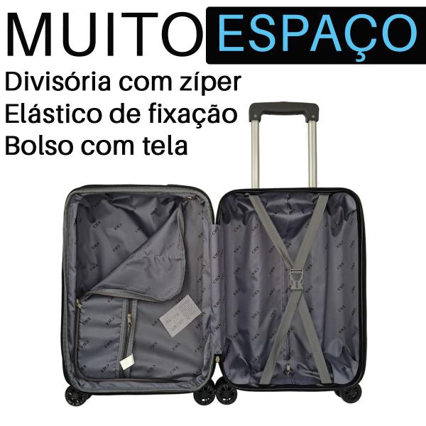 Imagem de Mala de Viagem Expansiva Rígida Rodinha Dupla Cadeado Avião mão Bagagem Embarque Grande 30kg Abs