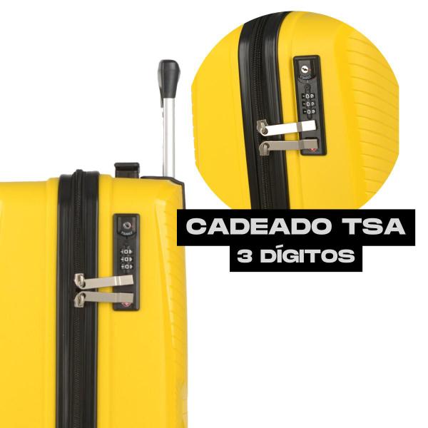 Imagem de Mala de viagem grande 32kg cadeado tsa polipropileno amarelo milão