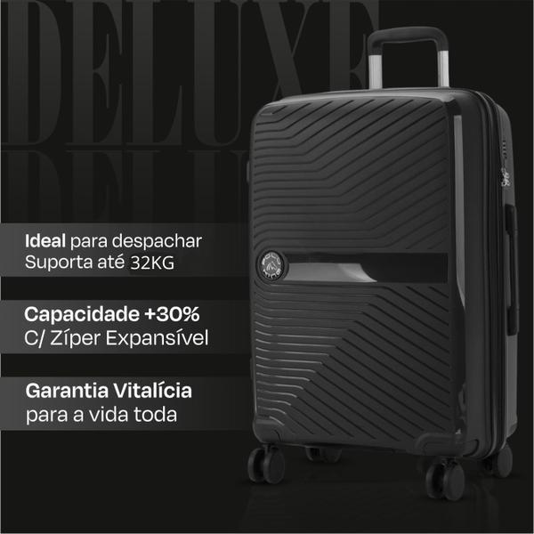 Imagem de Mala de Viagem Grande 32kg Super Espaçosa Em Polipropileno Inquebrável, Expansível, Cadeado Integrado, Rodas Duplas 360 Silenciosas + Kit Organizador