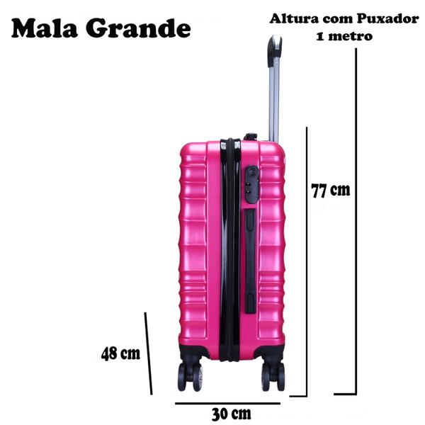 Imagem de Mala De Viagem Grande 77x48x30 Em Abs C/ Rodinhas 360º  Azul