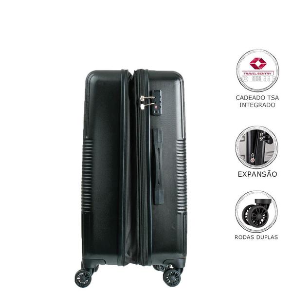 Imagem de Mala de Viagem Grande Abs Expansível American Tourister By Samsonite Cuiabá Cadeado Tsa Preto