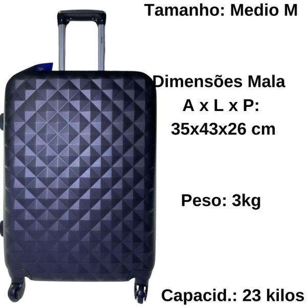 Imagem de Mala de Viagem Grande G Parana ABS 4 Rodas 35x43x26 cm 23kg