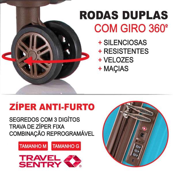 Imagem de Mala de Viagem Grande SANTINO capacidade 30kg Giratória 360 Rodas Duplas Cadeado TSA Palazzio APLV191G