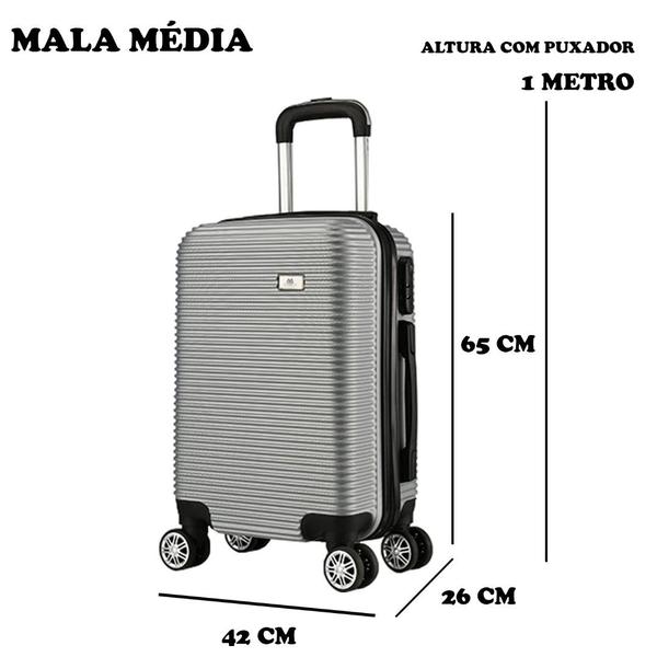 Imagem de Mala de Viagem Média 15kg Eagle 65x42x26 Em Abs C/ Rodinhas 360 AC32