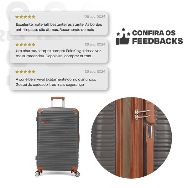 Imagem de Mala de Viagem Média 23kg 65x40x27cm Expansiva, ABS Muito Resistente, Cadeado Integrado e Garantia vitalícia Luxcel Sevilla Incluso Kit Organizador