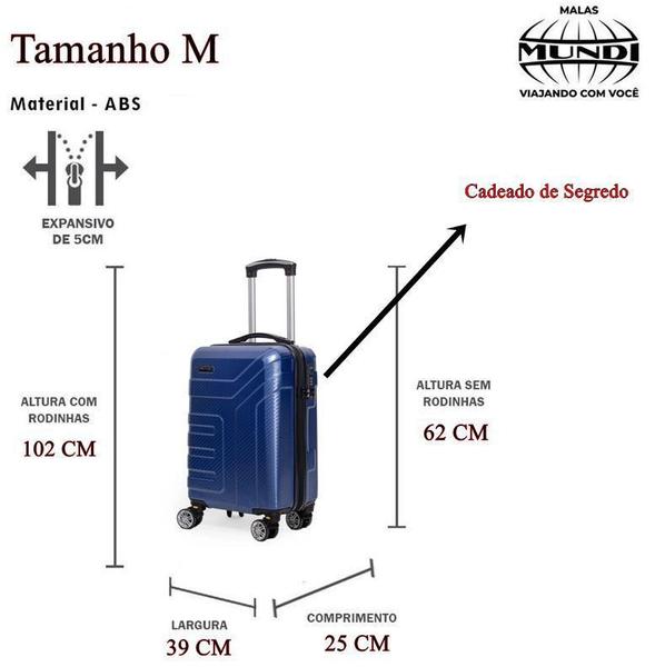 Imagem de Mala De Viagem Media 23Kg Mundi Paris 360 Graus Luxo Abs