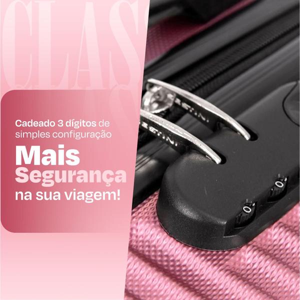 Imagem de Mala de Viagem Média 23kg Sestini Classy, Cadeado Integrado Triplo, Rodas 360, Alça Lateral, Material ABS Resistente